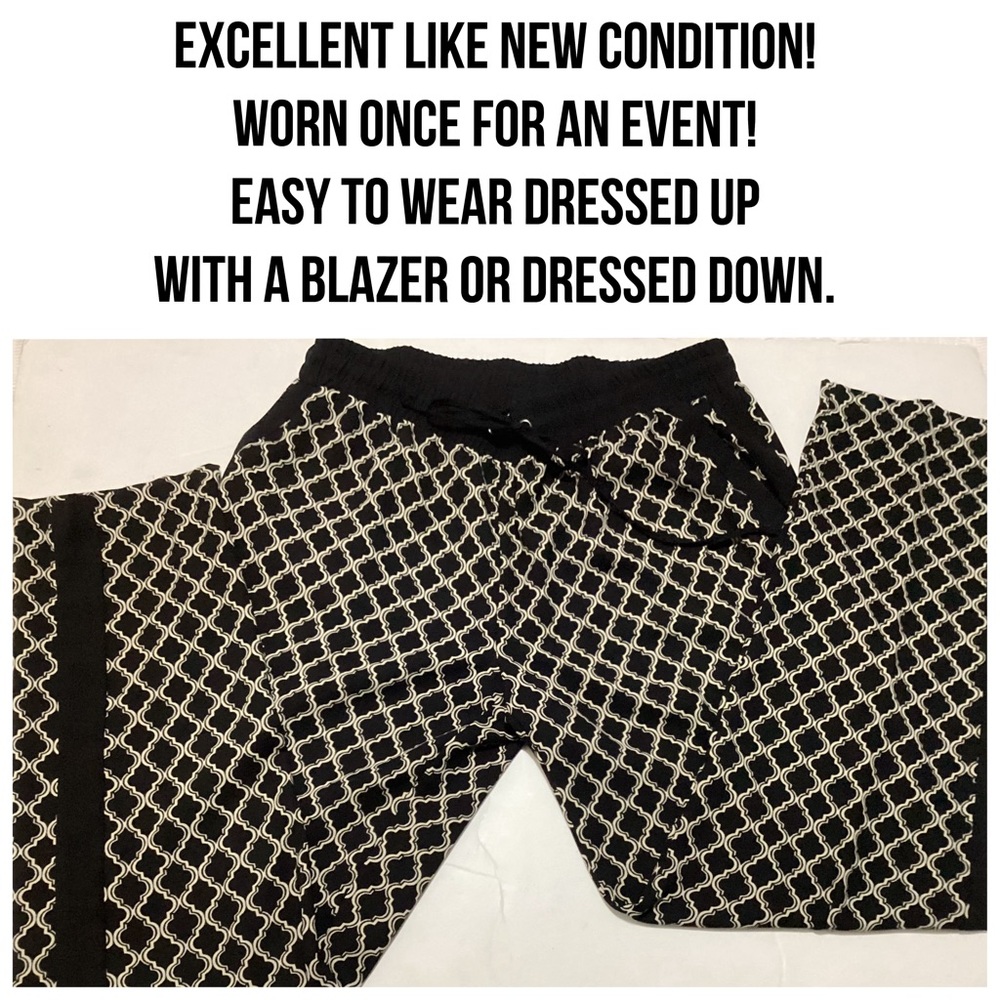 Zac & Rachel, Gold Pattern On Black, Pull On With Elastic Waistband, Pants - Picture 3 of 4